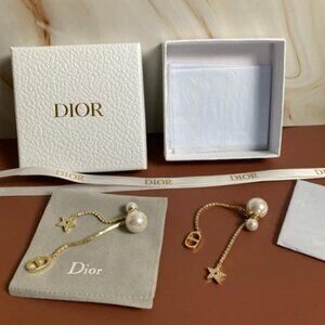 ✨ Stunning Dior Tribales Earrings - Pearls & Gold with Rhinestones ✨